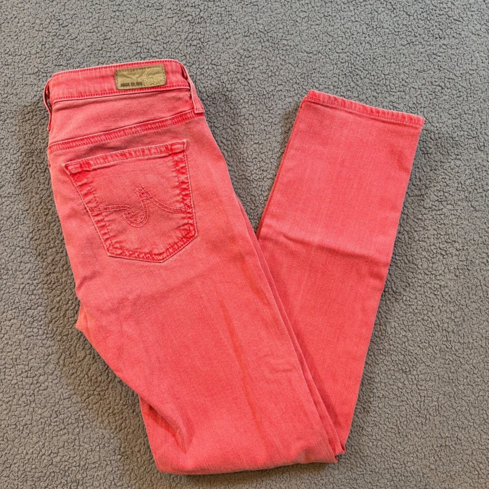 AG Adriano Goldschmied The Stevie Ankle Jeans Coral Pink Slim Straight 28R